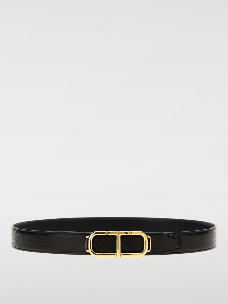 Cintura Stadium T Tom Ford in pelle a grana naturale >