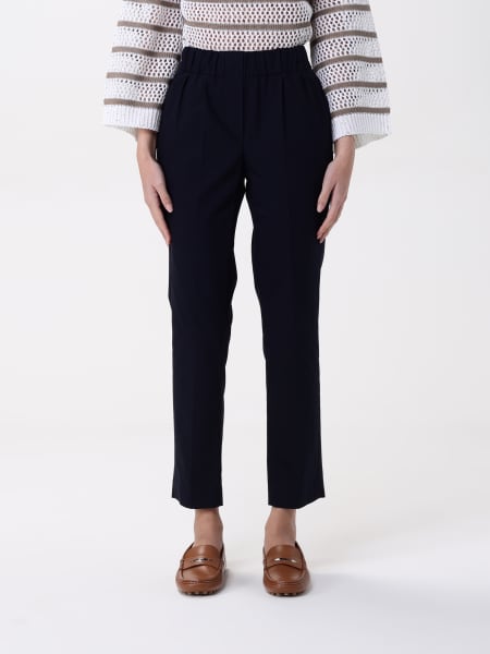 パンツ BRUNELLO CUCINELLI Woman Pants Blue M0F70P1673 C7186 High-rise linen-blend wide-leg pants in blue - Brunello