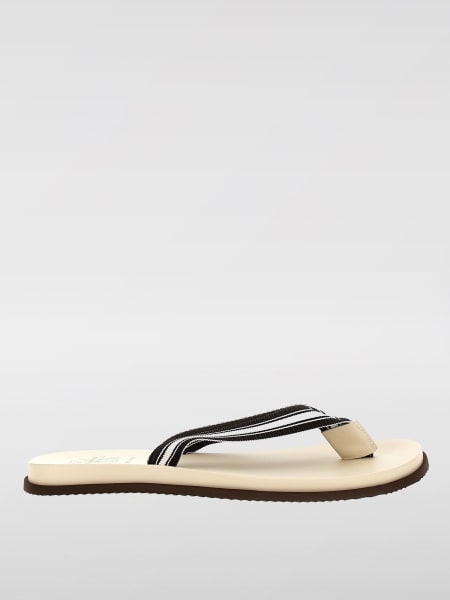 Infradito Brunello Cucinelli in pelle e tessuto a righe >