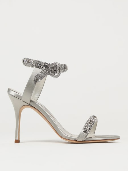Manolo Blahnik: Sandalo Asasan Manolo Blahnik in raso con cristalli