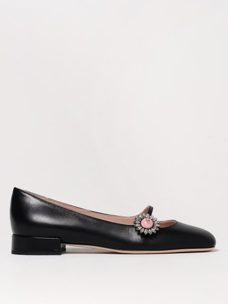 Ballerina Valentino Garavani in pelle con bottone gioiello >