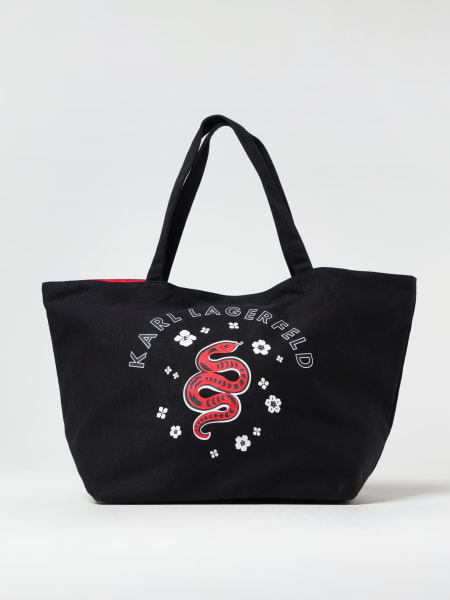Karl Lagerfeld: Borsa Karl Lagerfeld in canvas di cotone riciclato con stampa grafica