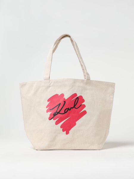 Karl Lagerfeld: Borsa Heart Karl Lagerfeld reversibile in canvas di cotone riciclato