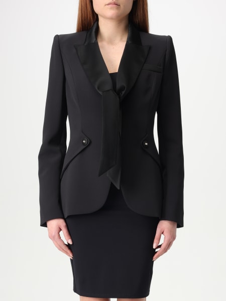 アウターその他 ELISABETTA FRANCHI Woman Blazer Black GI067 110 Single-breasted jacket Elisabetta Franchi black