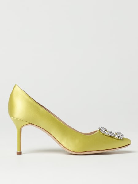 Manolo Blahnik: Décolleté Hangisi Manolo Blahnik in raso con fibbia gioiello