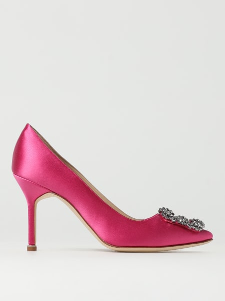Manolo Blahnik: Décolleté Hangisi Manolo Blahnik in raso con fibbia gioiello
