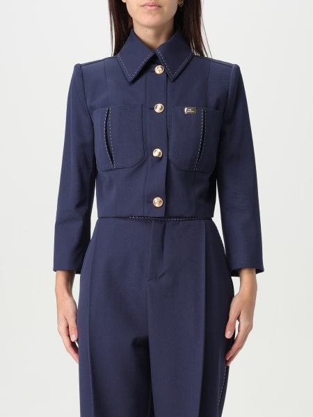 アウターその他 ELISABETTA FRANCHI Woman Blazer Blue GI148 DC8 ELISABETTA FRANCHI Woman Blazer Blue GI142 DC8 (ELISABETTA