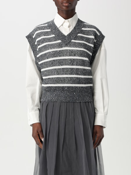 Gilet Brunello Cucinelli in misto lino con paillettes