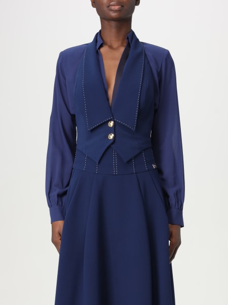 アウターその他 ELISABETTA FRANCHI Woman Waistcoat Blue GL001 DC8 ELISABETTA FRANCHI: Waistcoat woman - Blue | Elisabetta