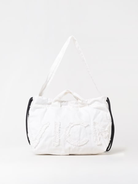 Vic Matié: Borsa a spalla Vic Matiè trasformabile in canvas con logo sfrangiato