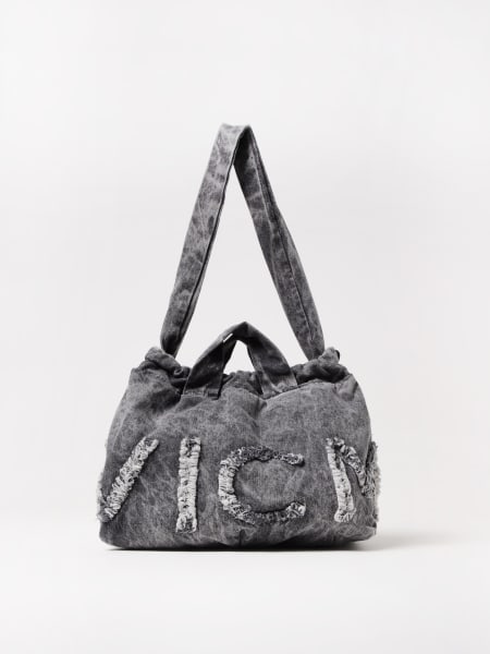 Vic Matié: Borsa a spalla Vic Matiè trasformabile in canvas con logo sfrangiato