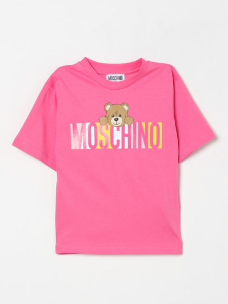 Moschino: T-shirt in cotone con stampa logo Teddy Moschino
