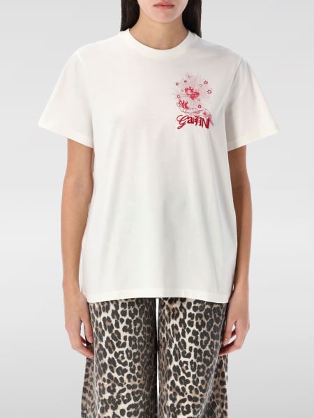 Ganni: T-shirt in cotone organico con logo Ganni