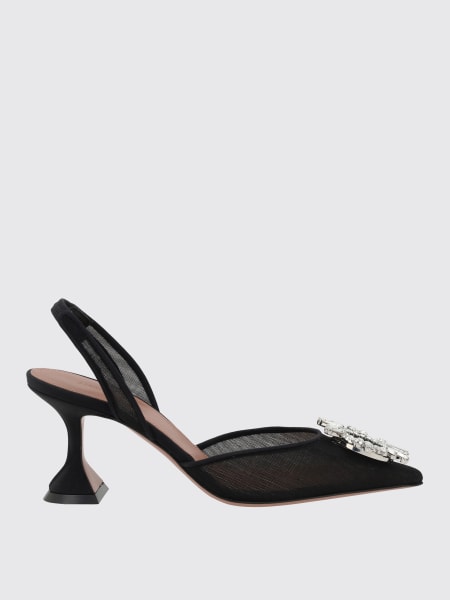 Slingback Amina Muaddi in nlyon a rete con fibbia gioiello >