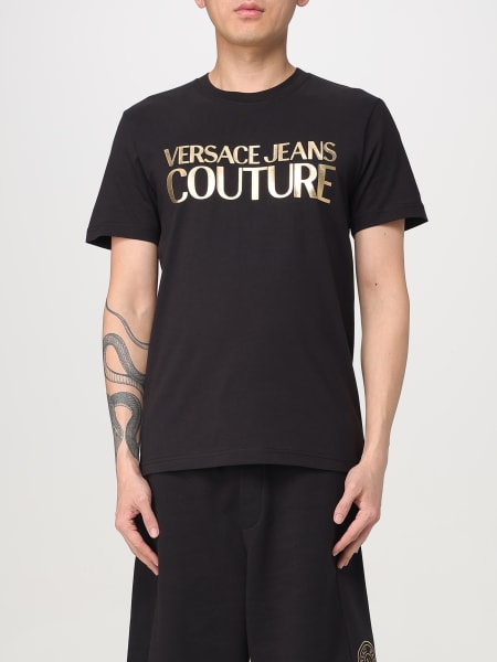 Tシャツ・カットソー VERSACE JEANS SS25 (78GAG6S0 JS460G89) V-Emblem Metallic Logo T-Shirt | VERSACE US