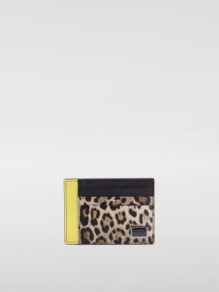 Dolce & Gabbana: Portacarte di credito Dauphine Dolce & Gabbana in pelle con stampa animalier