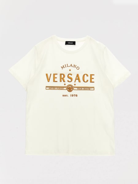 Versace: T-shirt in cotone con logo Versace
