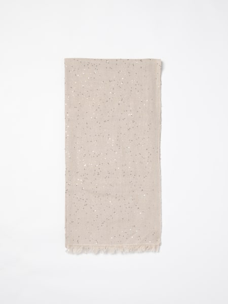 Stola Brunello Cucinelli in cashmere e seta con paillettes ricamate >