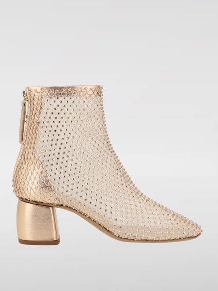 Forte Forte: Stivaletto Forte Forte in pelle laminata e nylon a rete con cristalli all over