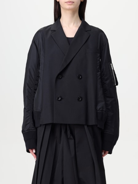 Sacai double-breasted wool blend trench coat>