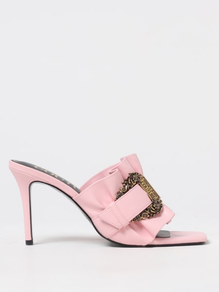 Versace Jeans Couture Emily synthetic leather heeled mules with Baroque buckle