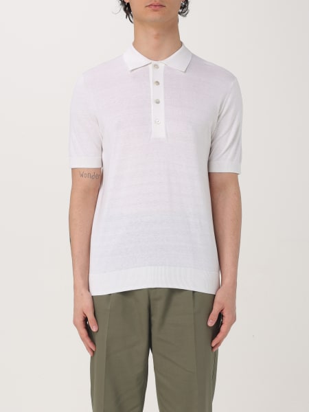 Tシャツ・カットソー PAOLO PECORA Men T-shirt Beige A020F100 1342 Cotton T-shirt | contrasting details Blue Paolo Pecora