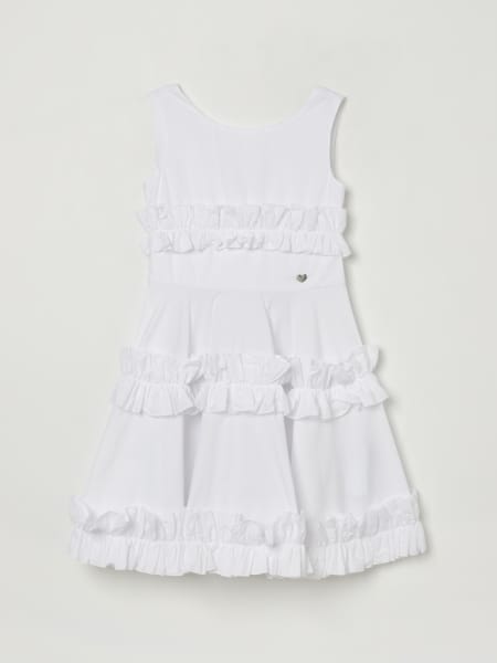 Abito con rouches Monnalisa in popeline di cotone