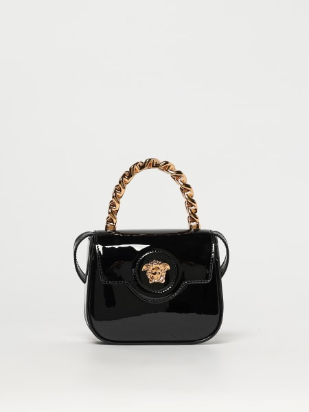 Borsa a mano in pelle verniciata Versace