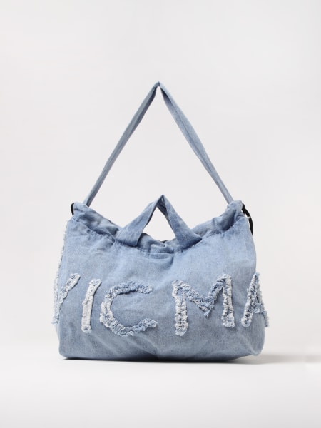Vic Matié: Borsa Vic Matiè in denim di cotone con logo sfrangiato
