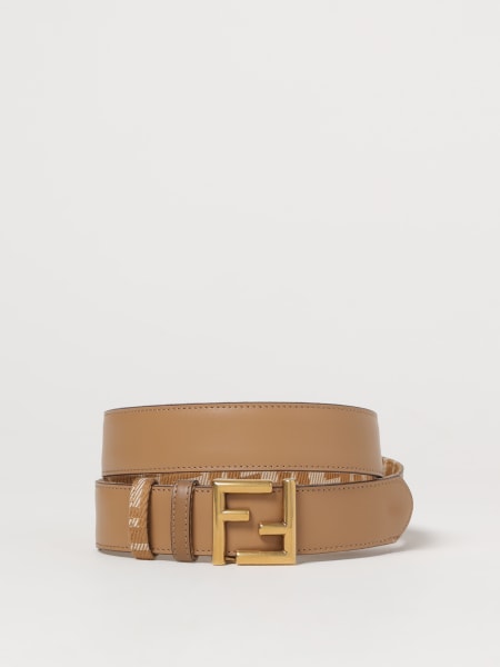 Fendi: Cintura FF Fendi reversibile in canvas jacquard e pelle