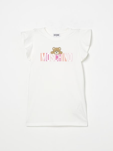Moschino: Abito in cotone con stampa Teddy Moschino