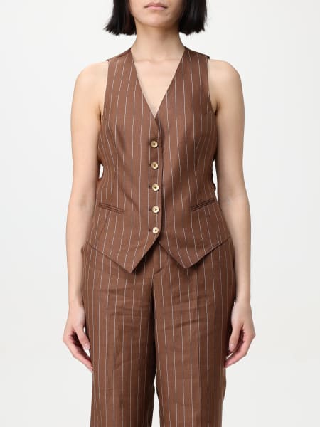 アウターその他 TAGLIATORE Woman Waistcoat Brown GISELLE340252R EK840 TAGLIATORE: Jacket woman - Brown | Tagliatore waistcoat