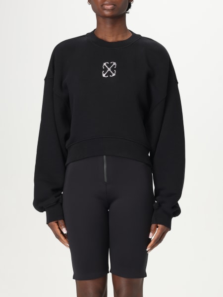 Felpa a girocollo crop con logo Off-white>
