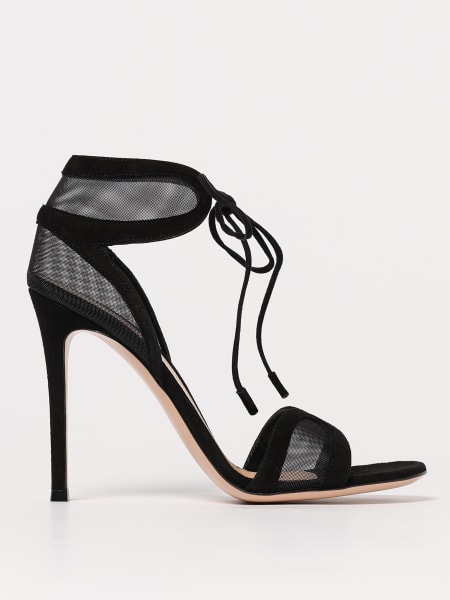 Gianvito Rossi: Sandalo Falene Gianvito Rossi in camoscio e nylon a rete