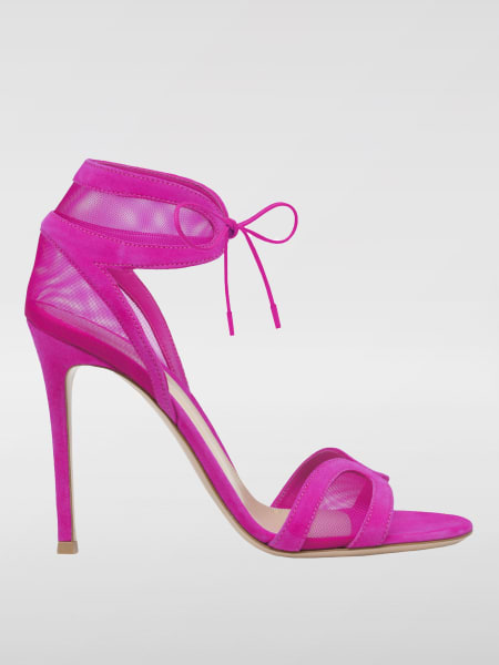 Gianvito Rossi: Sandalo Falene Gianvito Rossi in camoscio e nylon a rete