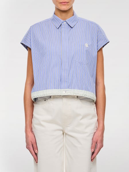 Sacai: Camicia cropped Sacai in misto cotone a righe