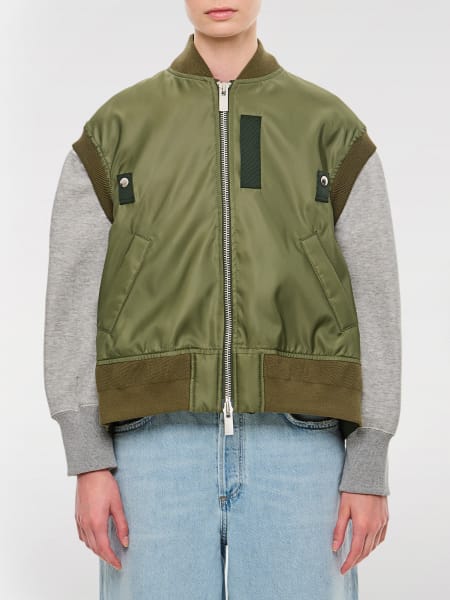 Sacai: Giacca in nylon con maniche in cotone Sacai