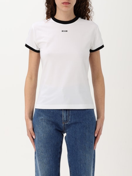 MSGM: T-shirt in cotone con mini logo MSGM
