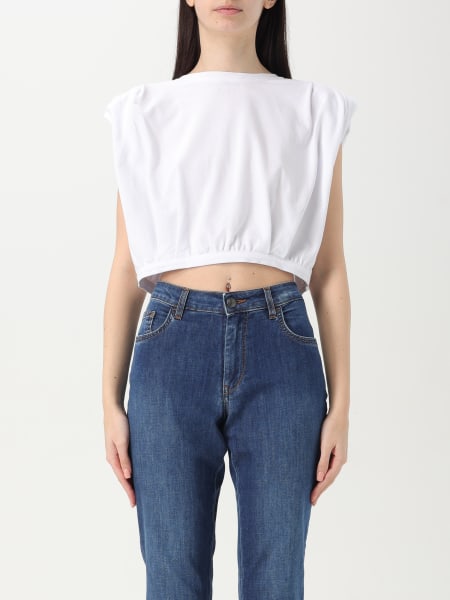 Pinko: Top cropped Pinko in cotone piquet