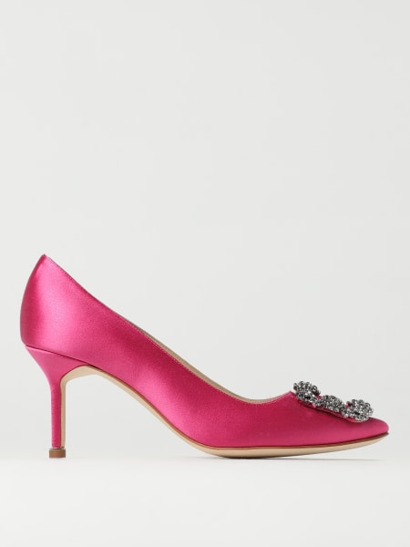 Manolo Blahnik: Décolleté Manolo Blahnik in raso con fibbia gioiello