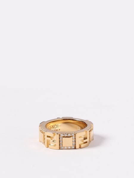 Anello Forever Fendi in ottone con cristalli incastonati