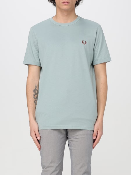 Tシャツ・カットソー FRED PERRY Men T-shirt Sky Blue M3519 X06 Ringer T-Shirt - Silver Blue | Men's T-Shirts | Designer T