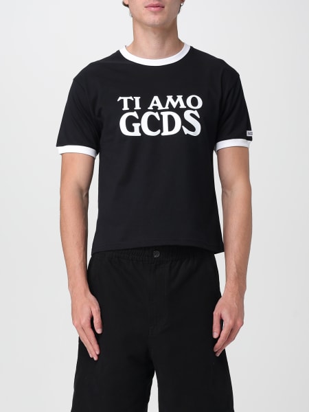 T-shirt in cotone con stampa logo GCDS>