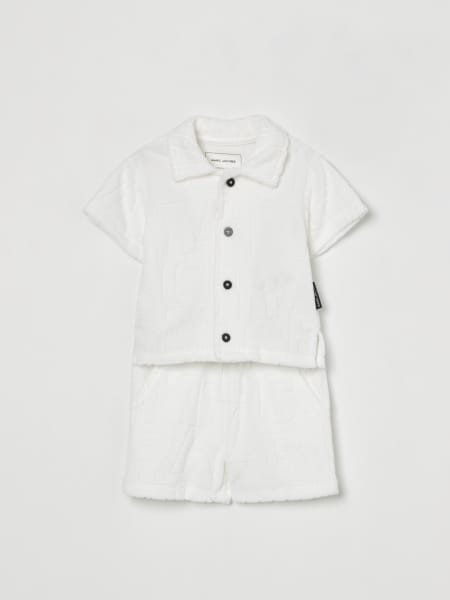 LITTLE MARC JACOBS グレー ホワイト ジャケット Baby cotton T-shirt and shorts set in blue - Marc Jacobs
