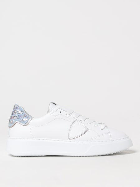 Philippe Model: Sneakers Temple Philippe Model in pelle e denim con paillettes ricamate