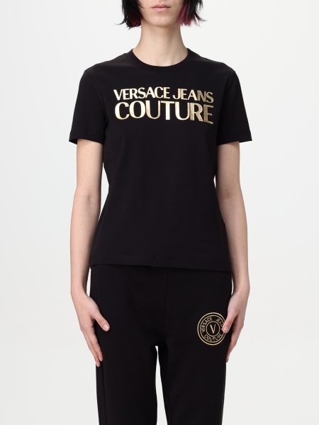 【VERSACE JEANS COUTURE】トップス レディース★送関込み Pink Sketch Couture Long Sleeve T-Shirt by Versace Jeans