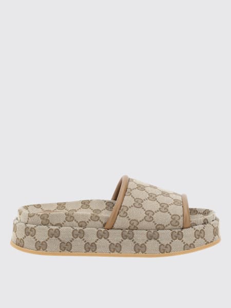 Sliders Double G Gucci in misto cotone con monogram jacquard>