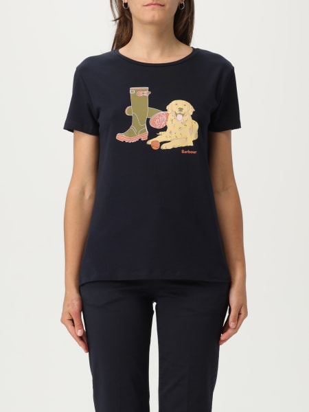T-shirt Barbour in cotone stretch con stampa >