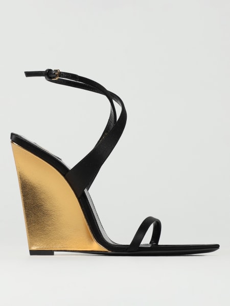 サンダル・ミュール Saint Laurent Sandalo Con Tacco Saint Laurent Luna 95 Embellished Leather Sandals in White