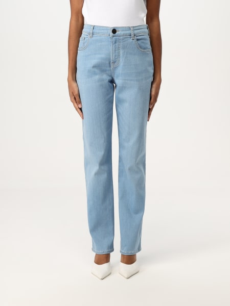 パンツ EMPORIO ARMANI Women Straight Pants EW001499AF12677MB001 BLU Emporio Armani Cropped Straight-Leg Cotton Couture Trousers